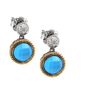 Andrea Candela Trebol 18K & Silver Diamond & Turquoise Earrings